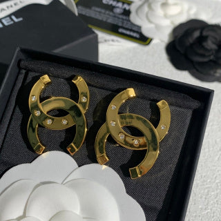 CHANEL Golden Interlace CC Statement Earrings