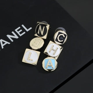 Chanel Alphabet Enamel Stud Earrings – Elegant Luxury Fashion Jewelry